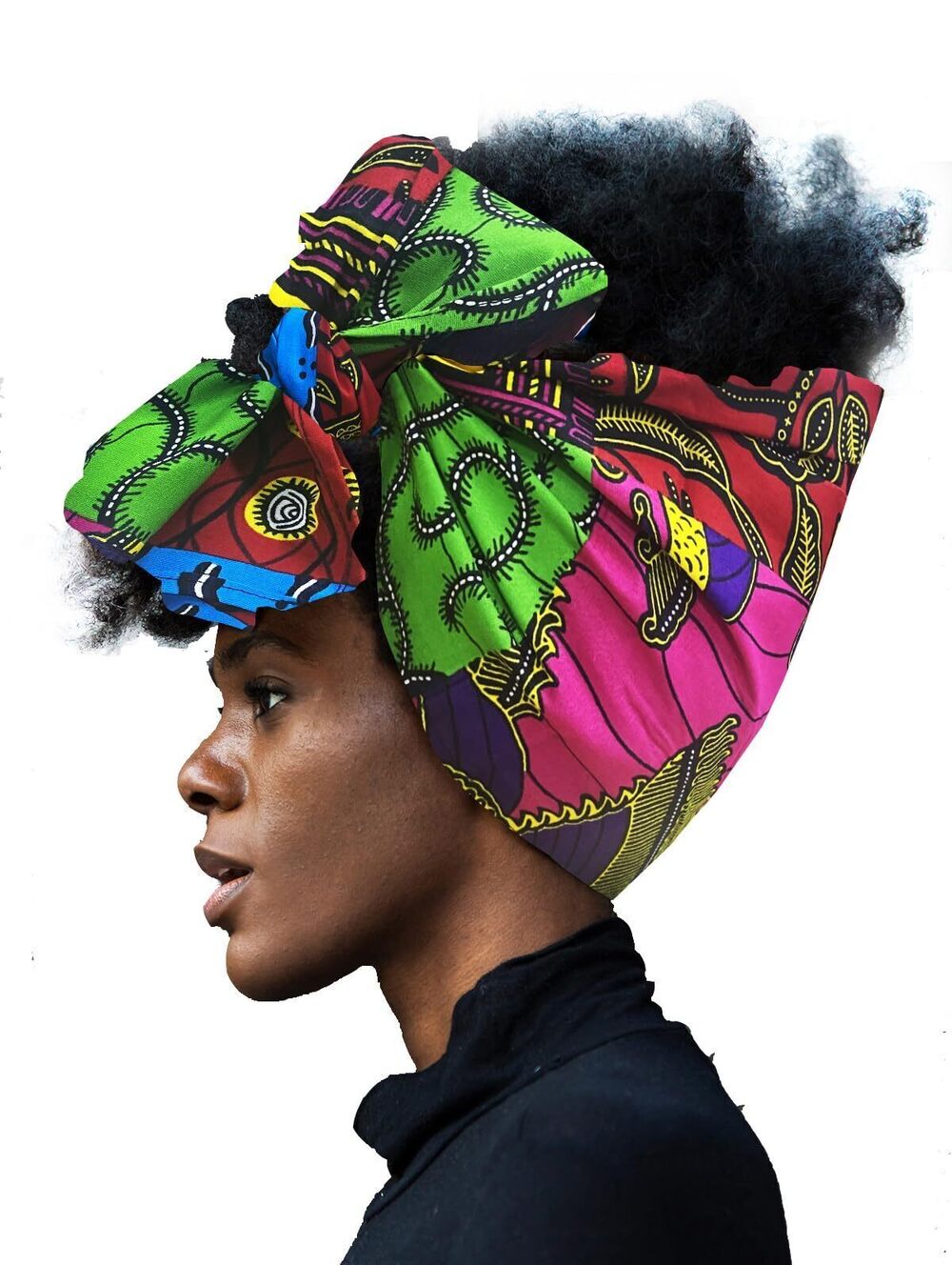 4989 African Head Wrap Extra Long 72”x22”Wax Print Head Scarf Tie Color S